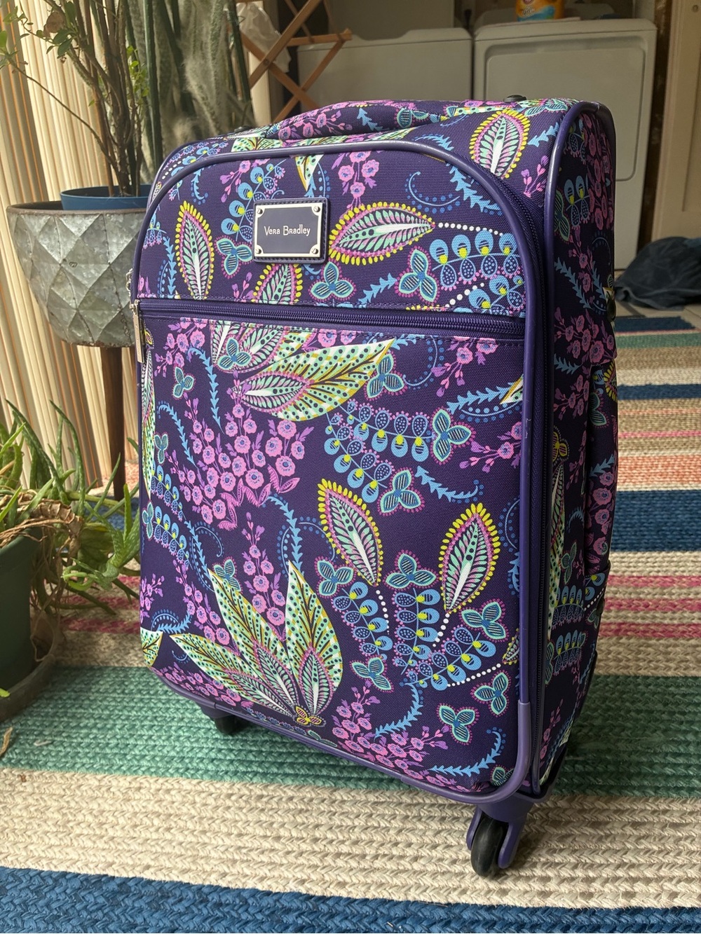 Vera Bradley Purple Paisley 4-Wheel Spinner Carry-On Luggage Suitcase - Picture 5 of 9